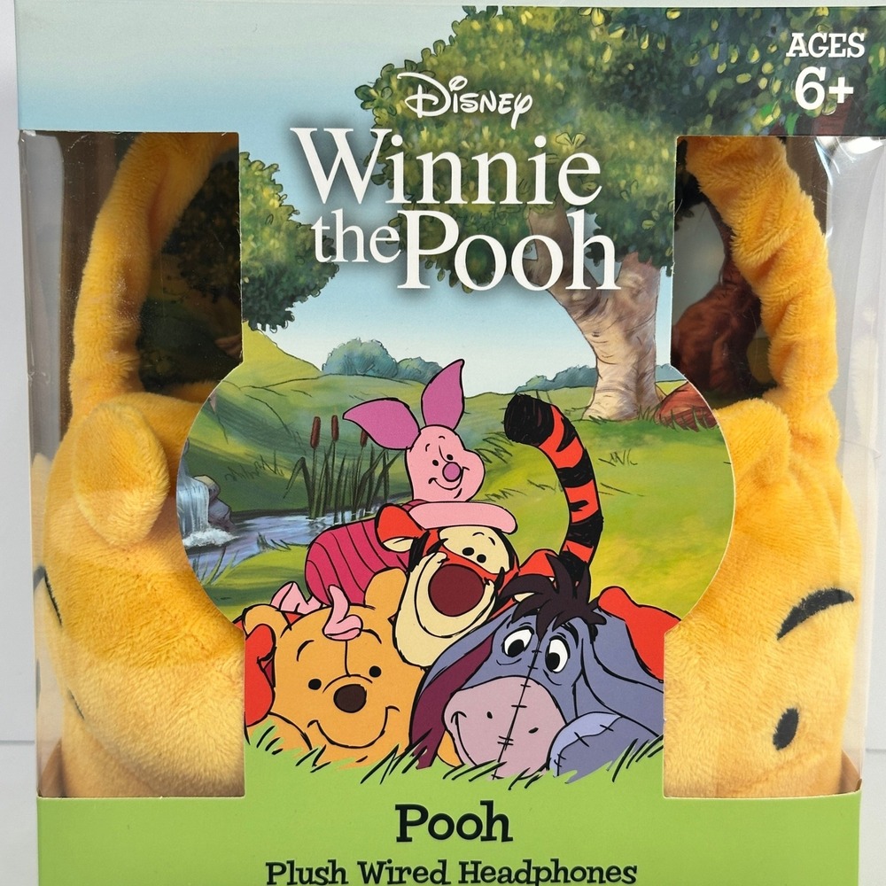 Disney‎ Winnie the Pooh Plush Wired Headphones Kids Adjustable Yellow